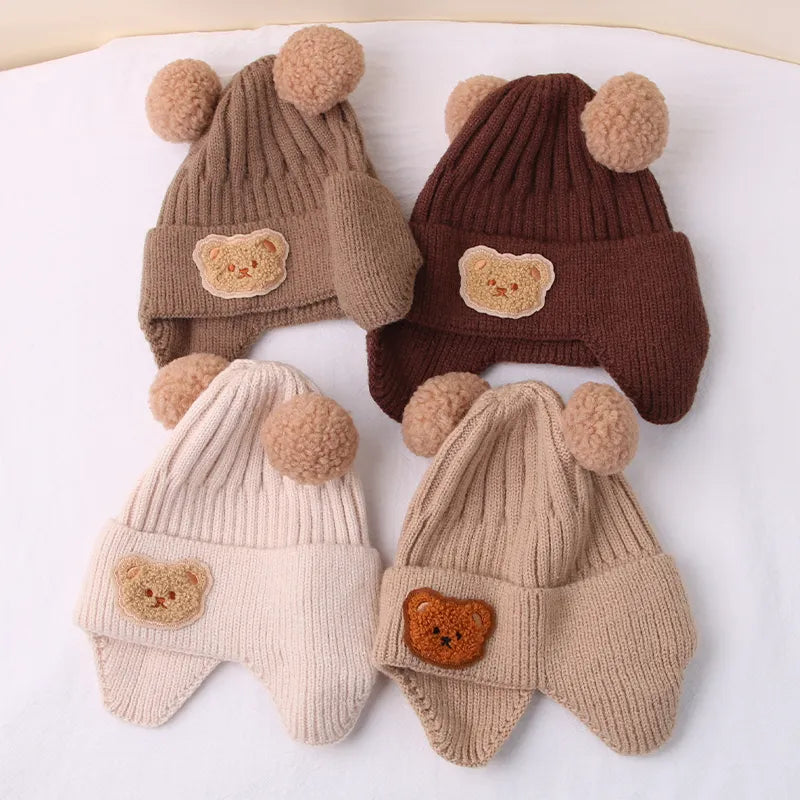 Cartoon Bear Winter Baby Beanie Cap