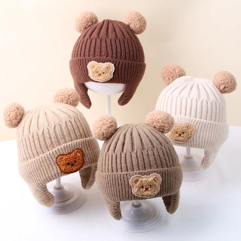 Cartoon Bear Winter Baby Beanie Cap