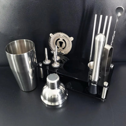 Complete Boston Cocktail Shaker Set with Stylish Holder